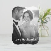 モノクロの結婚式フォト サンキューカード (スタンド正面)