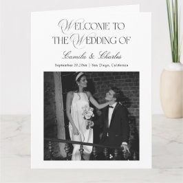 モノクロの結婚式プログラム カード