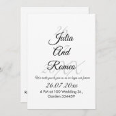 モノクロの結婚式招待状 招待状 (正面/裏面)