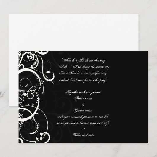 モノクロの結婚式招待状 招待状 (正面/裏面)