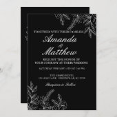 モノクロの結婚式招待状 案内状 (正面/裏面)