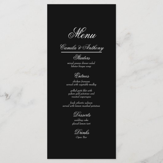 モノクロの結婚式 メニュー (正面)