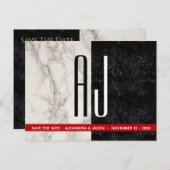 モノクロの結婚式 Save The Date カード (正面/裏面)