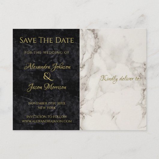 モノクロの結婚式 Save The Date カード (裏面)