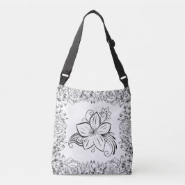 モノクロの美しさ 黒と白の花 クロスボディバッグ