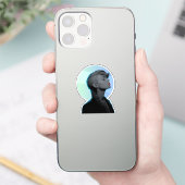 モノクロの肖像画に映えるスタイリッシュな女性 シール (スマートフォン)