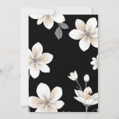 モノクロの花とグレーのテキストボックスの結婚式 招待状 (裏面)