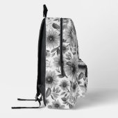 モノクロの花のひまわり プリントバックパック (左)