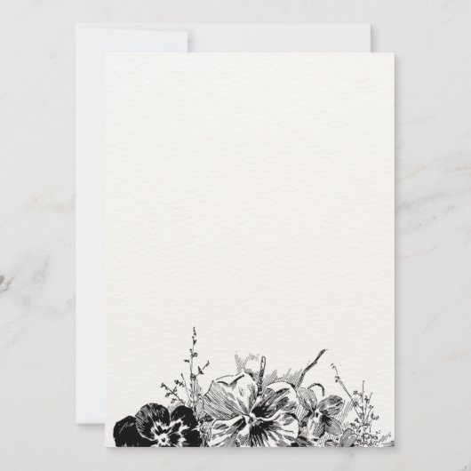モノクロの花のアートな誕生日 招待状 (裏面)