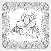モノクロの花のエレガンス スクエアシール (正面)