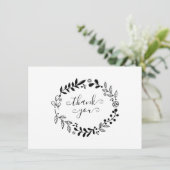 モノクロの花のガーランドのお礼 サンキューカード (スタンド正面)