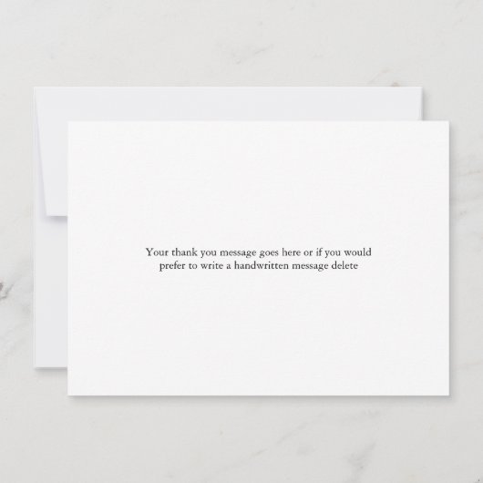 モノクロの花のガーランドの感謝カード サンキューカード (裏面)