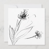 モノクロの花のスケッチ ボタニカル 招待状 (裏面)