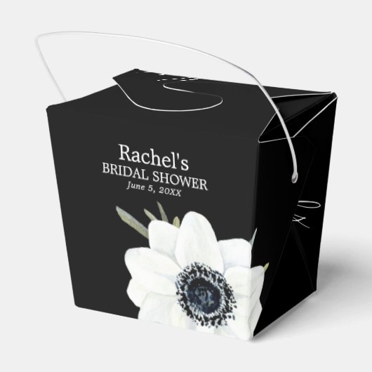 モノクロの花のブライダルシャワーパーティー フェイバーボックス (裏面サイド)