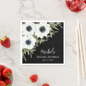 モノクロの花のブライダルシャワー スタンダードカクテルナプキン (インサイチュ)