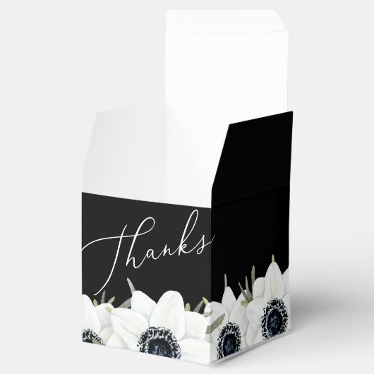 モノクロの花のブライダルシャワー フェイバーボックス (オープン)