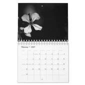 モノクロの花の写真 カレンダー (2月 2027)