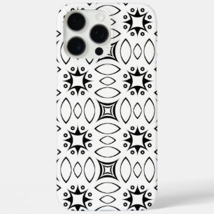 モノクロの花の模様で、インディアンイカット iPhone 16 PRO MAXケース