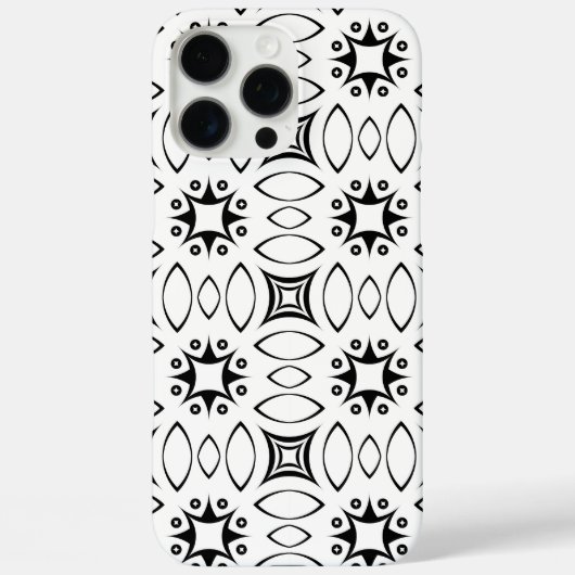モノクロの花の模様で、インディアンイカット Case-Mate iPhoneケース (裏面)