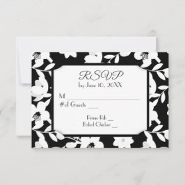 モノクロの花の返信カード 出欠カード