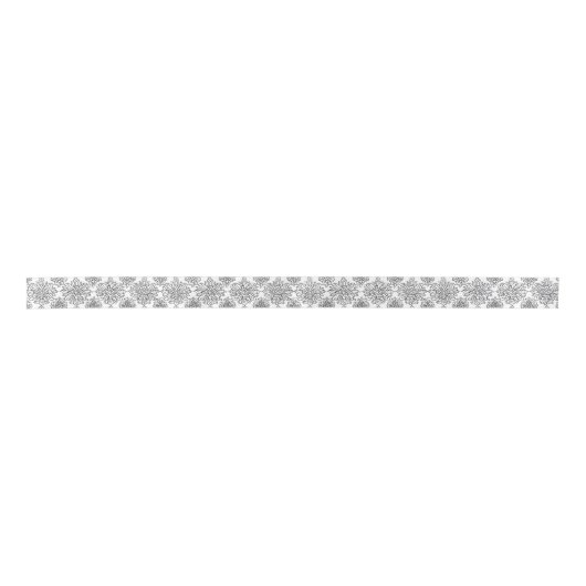 モノクロの花柄アートデザイン サテンリボン (正面)