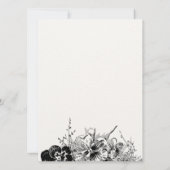 モノクロの花柄アート 誕生日 招待状 (裏面)