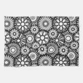 モノクロの花柄タオル キッチンタオル (横)