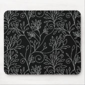 モノクロの花柄マウスパッド マウスパッド (正面)