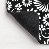 モノクロの花柄マウスパッド マウスパッド (コーナー)