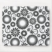 モノクロの花柄マウスパッド マウスパッド (正面)