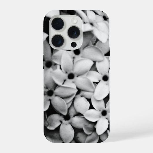 モノクロの花柄 iPhoneケース (裏面)