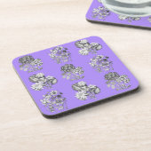 モノクロの花薄紫背景 コースター (左側)