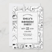 モノクロの落書き猫 招待状 (正面)
