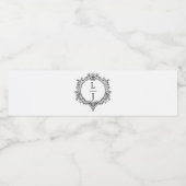 モノクロの葉の紋章の結婚式 ペットボトルラベル (シングルラベル)