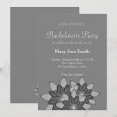 モノクロの蓮の花のブライダルシャワー 招待状 (正面/裏面)