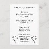 モノクロの蝶とハートの結婚式披露宴 エンクロージャーカード (裏面)