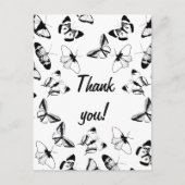 モノクロの蝶のウェディング ポストカード (正面)