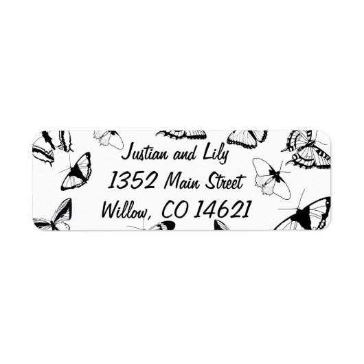 モノクロの蝶のレセプションディナー ラベル (正面)