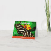 モノクロの蝶の写真 オーダーメイド ネームプレート ありがとう サンキューカード (正面)