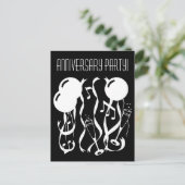 モノクロの記念日パーティー招待状のポストカード インビテーションポストカード (スタンド正面)