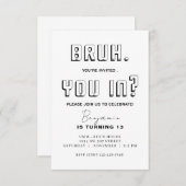 モノクロの誕生日おめでとうぜ 誕生日おめでとうぜ 今日は俺の誕生日 招待状 (正面/裏面)