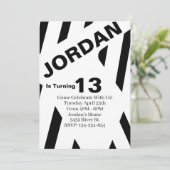 モノクロの誕生日招待状テンプレート 招待状 (スタンド正面)