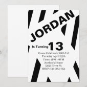 モノクロの誕生日招待状テンプレート 招待状 (正面/裏面)