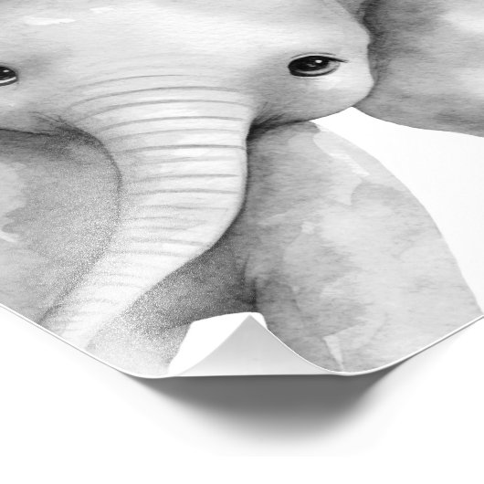 モノクロの赤ちゃんサファリ動物プリント フォトプリント (角)