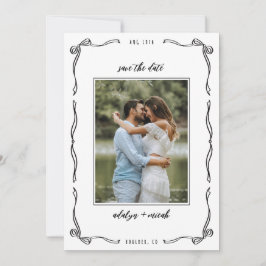 モノクロの遊び心あふれる小さなリボン セーブザデート