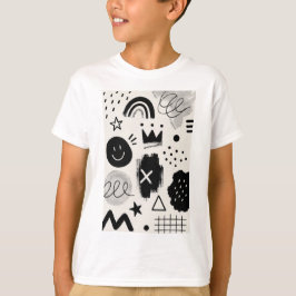 モノクロの遊び心あふれる形 Tシャツ