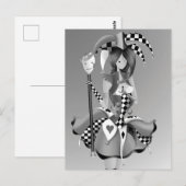 モノクロの道化師と人形の王様 ポストカード (正面/裏面)