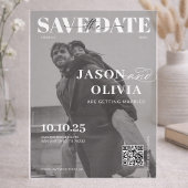 モノクロの雑誌の表紙の写真の結婚式 アクリル招待状