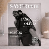 モノクロの雑誌の表紙の写真の結婚式 アクリル招待状