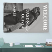 モノクロの雑誌の表紙風の結婚式サイン 横断幕 (トレードショー)